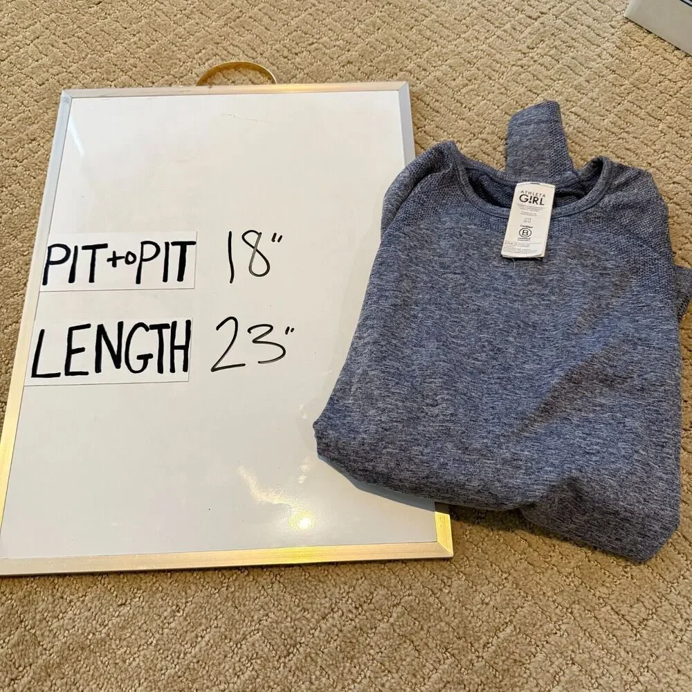 Athleta Girl Top Kids 12 Large Blue Heathered Long Sleeve Tech Thumb Holes